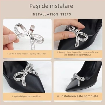 Accesoriu pentru pantofi cu toc înalt, cataramă detașabilă, ornament decorativ pentru toc; Compatibil cu pantofi din piele, sandale și pantofi de lucru; Potrivit pentru primăvară-vară-toamnă