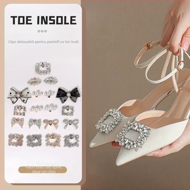 Accesoriu pentru pantofi cu toc înalt, cataramă detașabilă, ornament decorativ pentru toc; Compatibil cu pantofi din piele, sandale și pantofi de lucru; Potrivit pentru primăvară-vară-toamnă