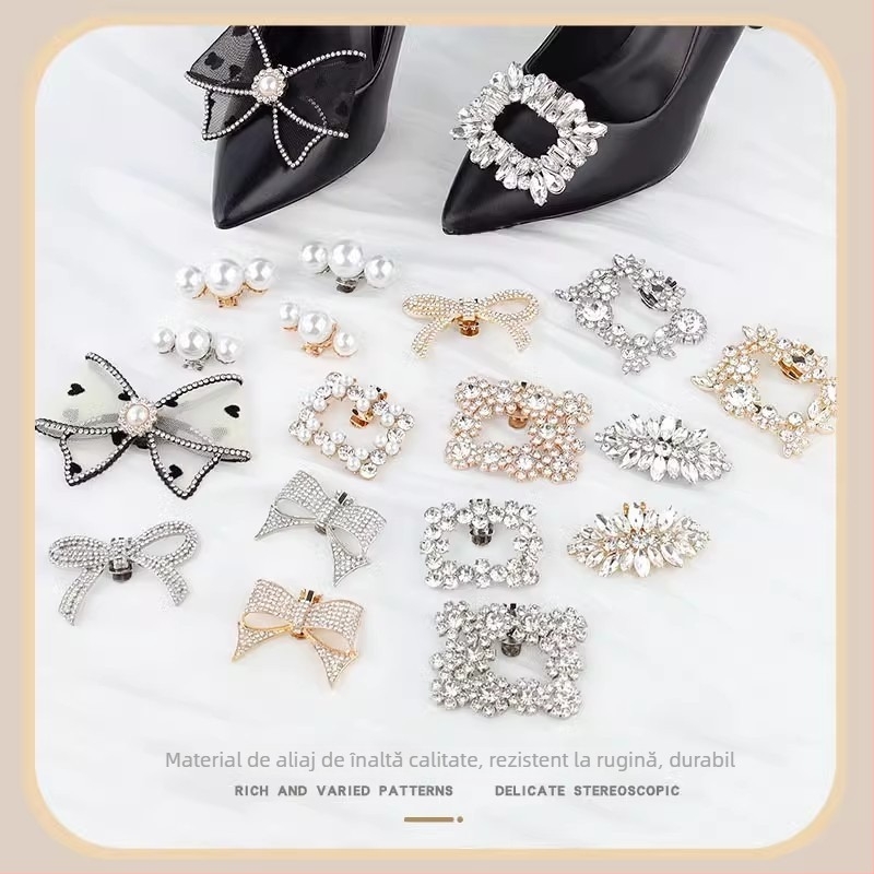 Accesoriu pentru pantofi cu toc înalt, cataramă detașabilă, ornament decorativ pentru toc; Compatibil cu pantofi din piele, sandale și pantofi de lucru; Potrivit pentru primăvară-vară-toamnă