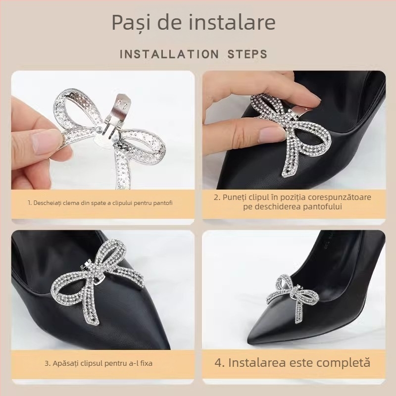 Accesoriu pentru pantofi cu toc înalt, cataramă detașabilă, ornament decorativ pentru toc; Compatibil cu pantofi din piele, sandale și pantofi de lucru; Potrivit pentru primăvară-vară-toamnă