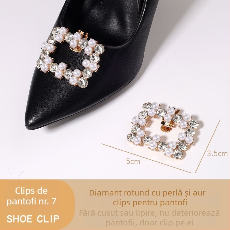 Accesoriu pentru pantofi cu toc înalt, cataramă detașabilă, ornament decorativ pentru toc; Compatibil cu pantofi din piele, sandale și pantofi de lucru; Potrivit pentru primăvară-vară-toamnă