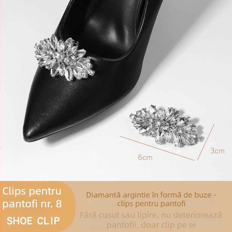 Accesoriu pentru pantofi cu toc înalt, cataramă detașabilă, ornament decorativ pentru toc; Compatibil cu pantofi din piele, sandale și pantofi de lucru; Potrivit pentru primăvară-vară-toamnă