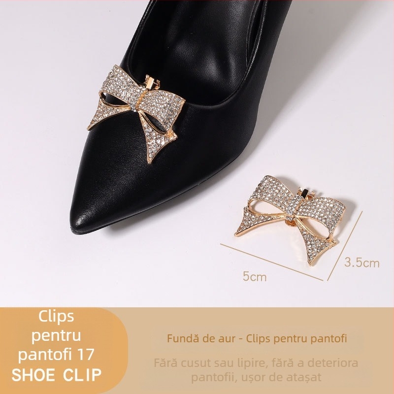 Accesoriu pentru pantofi cu toc înalt, cataramă detașabilă, ornament decorativ pentru toc; Compatibil cu pantofi din piele, sandale și pantofi de lucru; Potrivit pentru primăvară-vară-toamnă