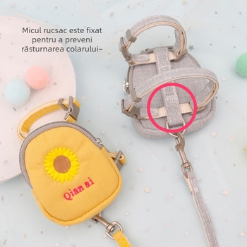 Lesă pentru pisici, retractabilă, reglabilă, din poliester