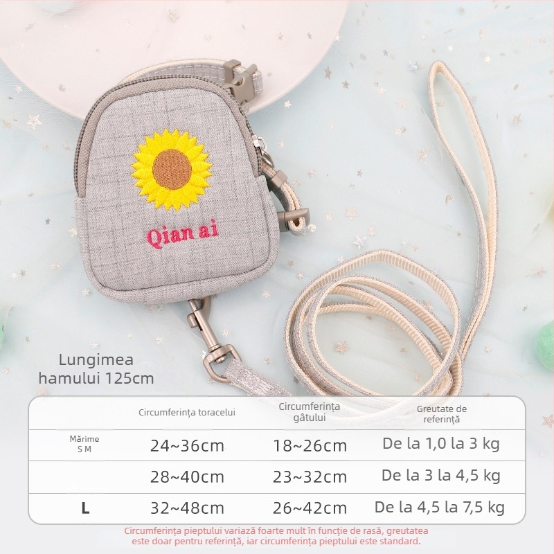 Lesă pentru pisici, retractabilă, reglabilă, din poliester