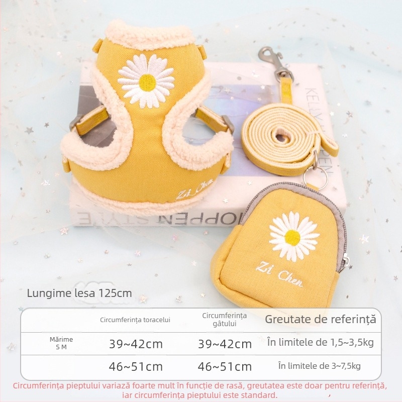 Lesă pentru pisici, retractabilă, reglabilă, din poliester