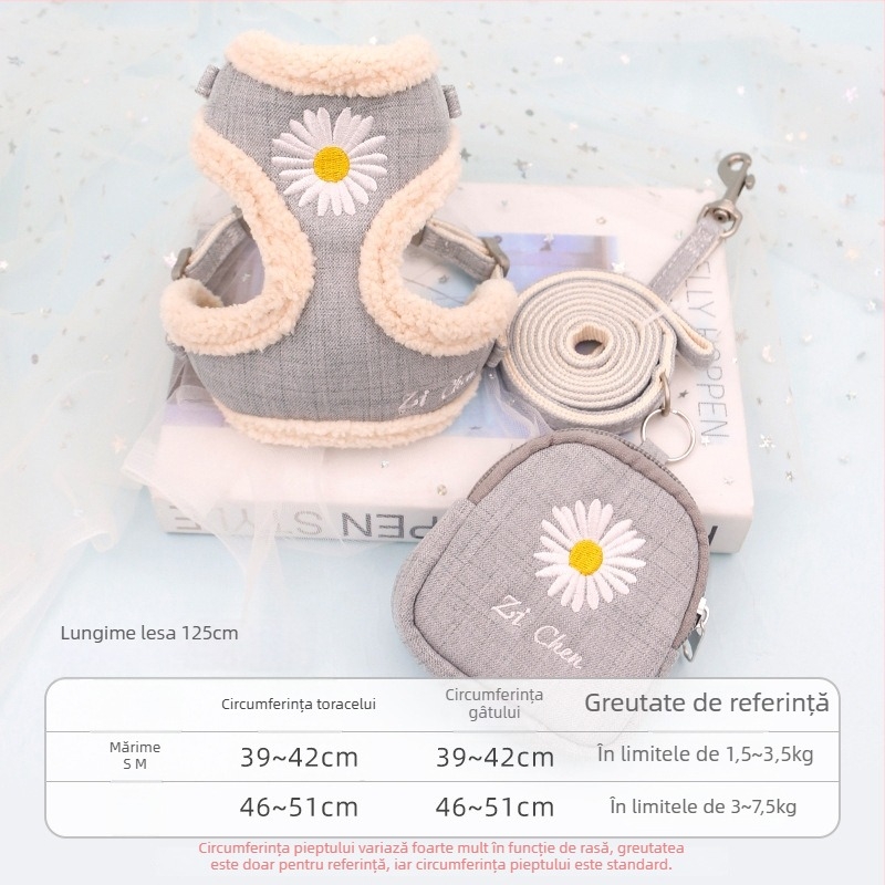 Lesă pentru pisici, retractabilă, reglabilă, din poliester