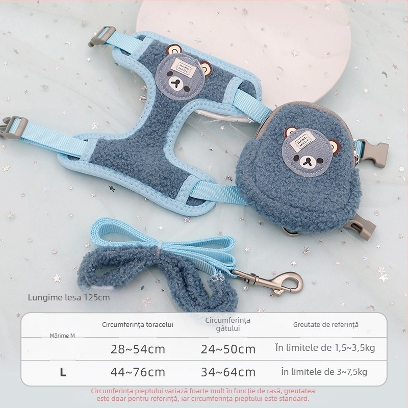 Lesă pentru pisici, retractabilă, reglabilă, din poliester