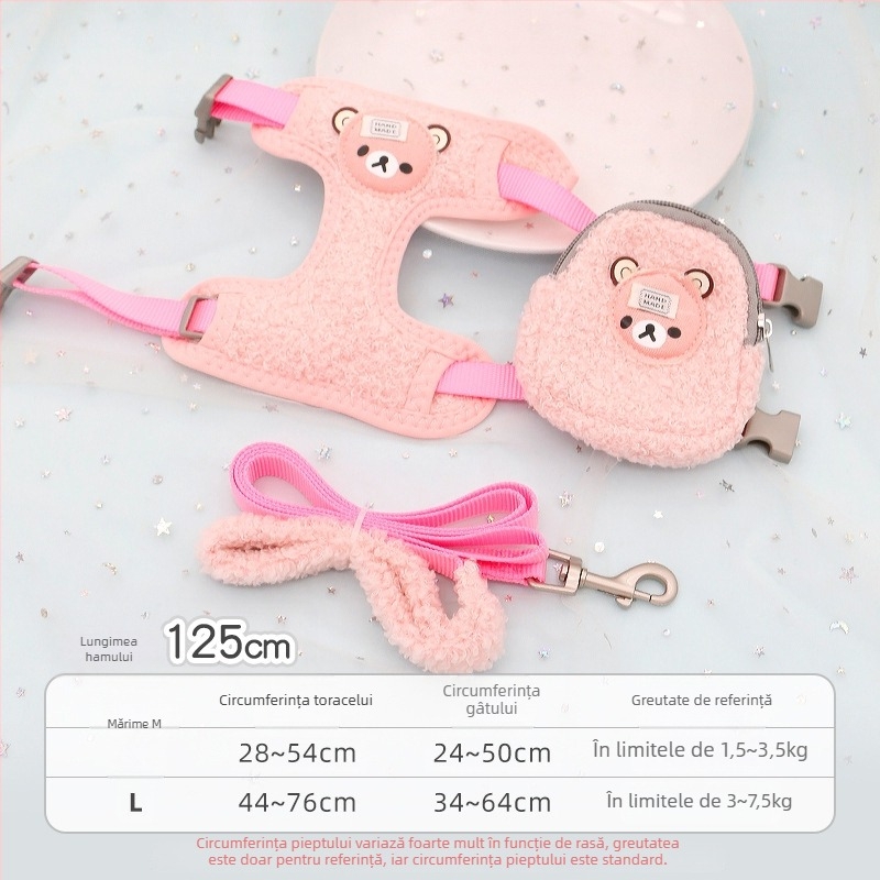 Lesă pentru pisici, retractabilă, reglabilă, din poliester