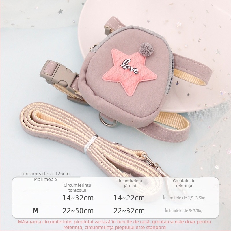 Lesă pentru pisici, retractabilă, reglabilă, din poliester