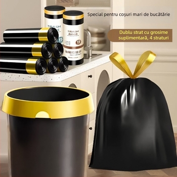 Sac de gunoi cu șnur, PE gros, reutilizabil, pentru uz casnic