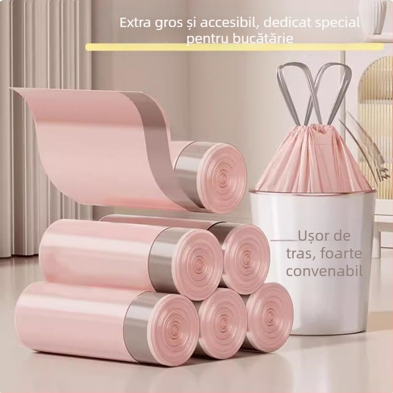 Sac de gunoi cu șnur, PE gros, reutilizabil, pentru uz casnic