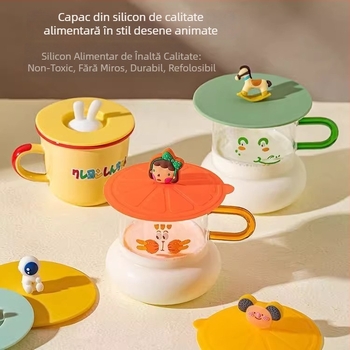 Capac universal din silicon pentru pahare, de calitate alimentară, rezistent la temperaturi înalte, etanș pentru sticlă, cești și borcane