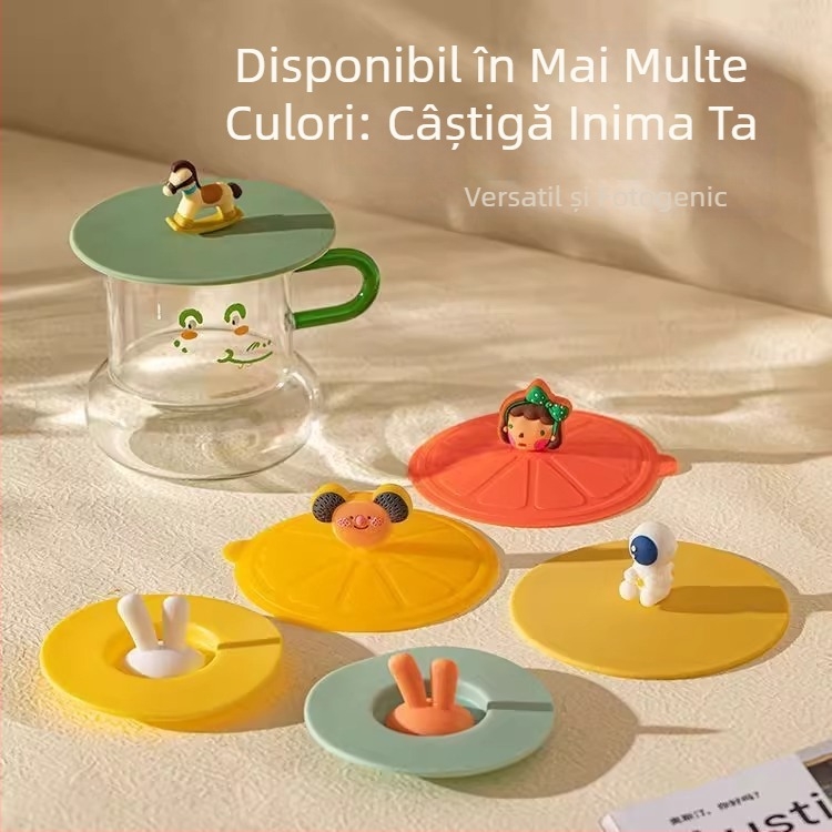 Capac universal din silicon pentru pahare, de calitate alimentară, rezistent la temperaturi înalte, etanș pentru sticlă, cești și borcane