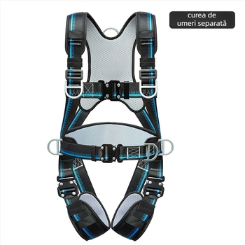 Hamă de siguranță cu cinci puncte pentru corpul întreg, protecție la spate și la picioare, încuietoare, pentru lucru la înălțime și în construcții