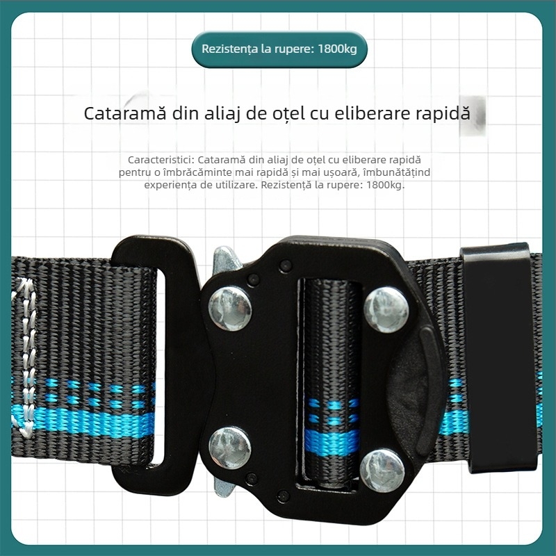 Hamă de siguranță cu cinci puncte pentru corpul întreg, protecție la spate și la picioare, încuietoare, pentru lucru la înălțime și în construcții