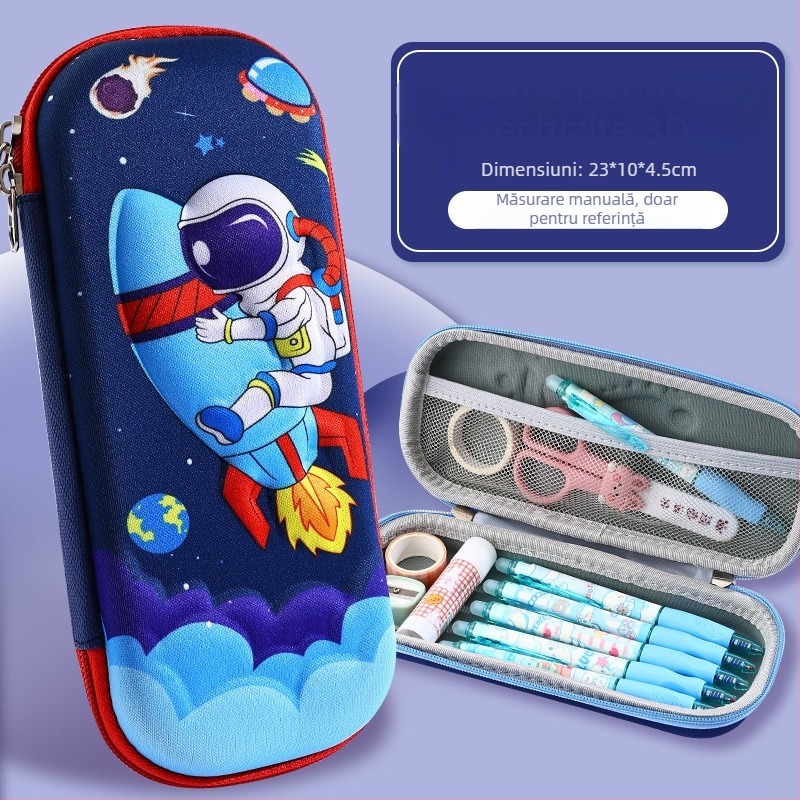 Penar pentru creioane, capacitate mare, desen animat 3D EVA, temă astronaut, model D-238, 100 g, logo imprimabil