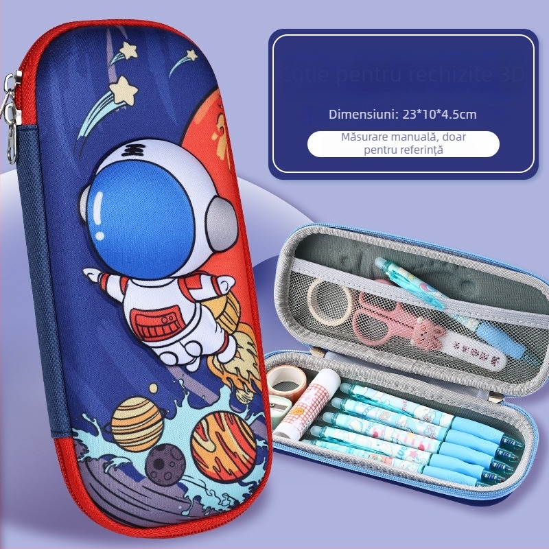 Penar pentru creioane, capacitate mare, desen animat 3D EVA, temă astronaut, model D-238, 100 g, logo imprimabil
