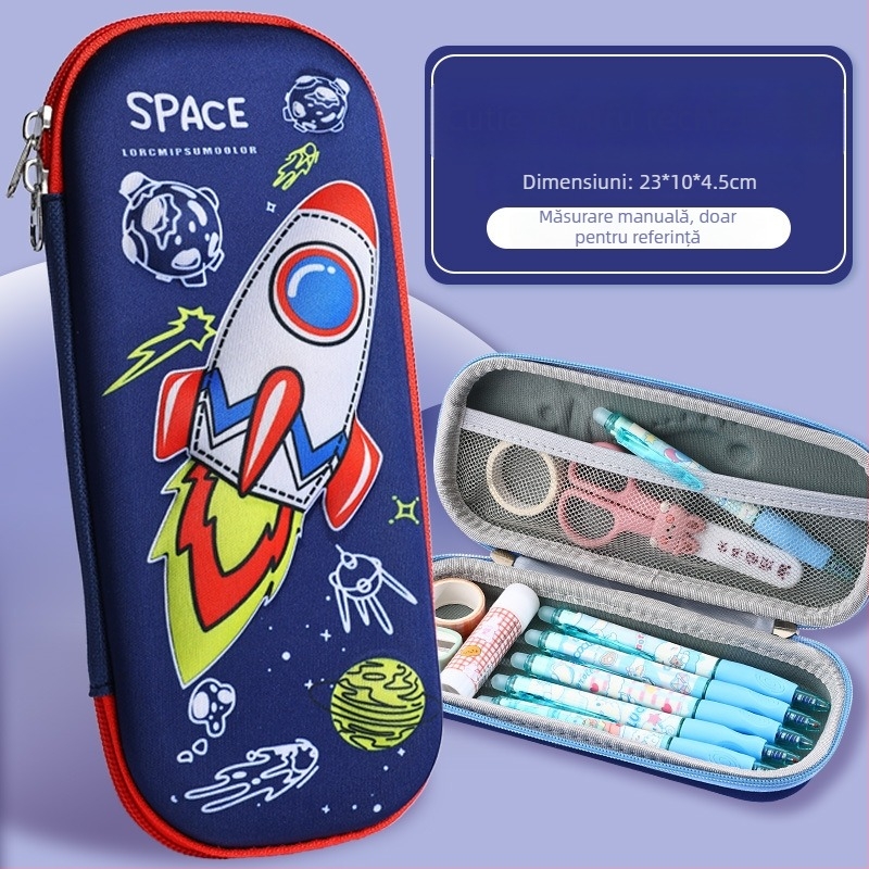 Penar pentru creioane, capacitate mare, desen animat 3D EVA, temă astronaut, model D-238, 100 g, logo imprimabil