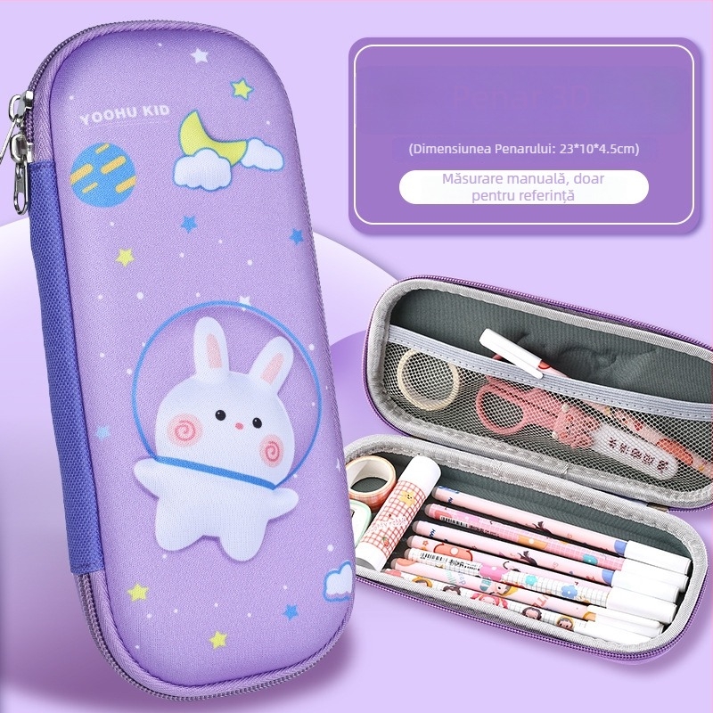 Penar pentru creioane, capacitate mare, desen animat 3D EVA, temă astronaut, model D-238, 100 g, logo imprimabil