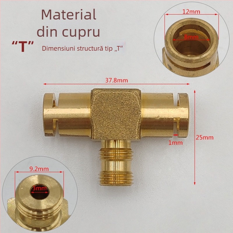 Conector pentru conducta de apă a mașinii de cafea, cu racord în formă de T cu două prize, etanș, pentru utilizare electrică