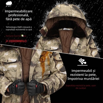 Geacă de bărbați camuflaj din bumbac, impermeabilă, căptușită detașabil, lungime medie, țesătură corduroy-lin