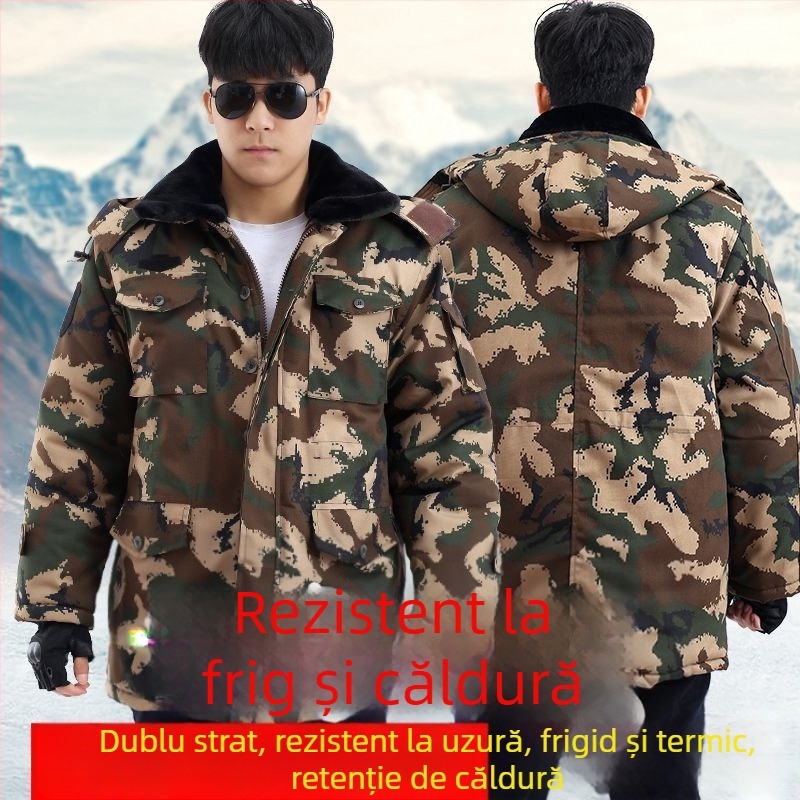 Geacă de bărbați camuflaj din bumbac, impermeabilă, căptușită detașabil, lungime medie, țesătură corduroy-lin