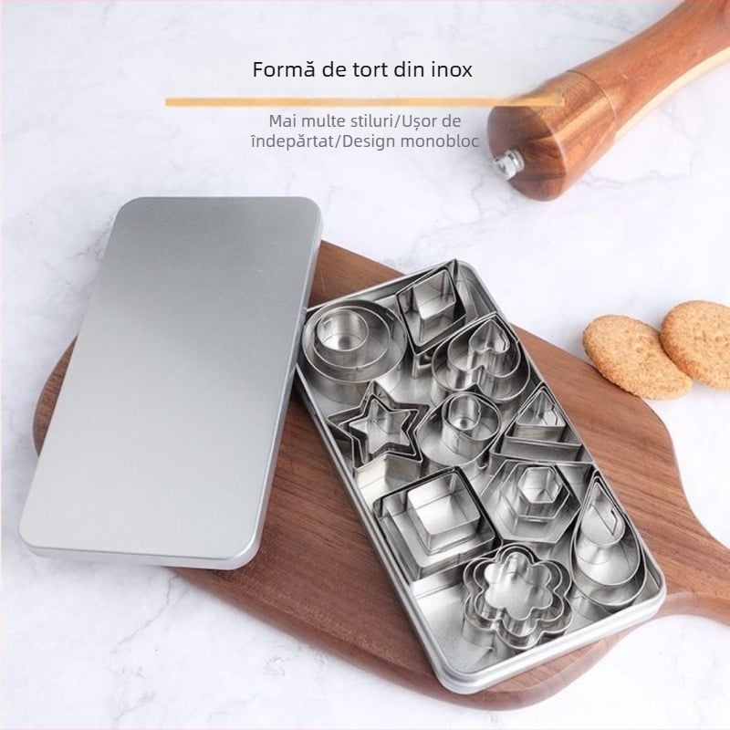 Formă de biscuiți din oțel inoxidabil, formă de floare neregulată, set DIY de copt, 24 piese sau 30 piese