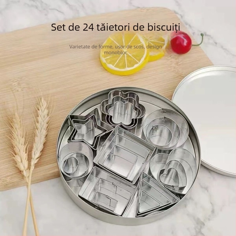 Formă de biscuiți din oțel inoxidabil, formă de floare neregulată, set DIY de copt, 24 piese sau 30 piese