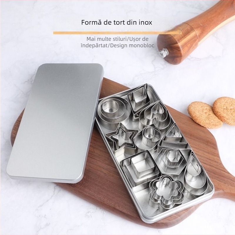 Formă de biscuiți din oțel inoxidabil, formă de floare neregulată, set DIY de copt, 24 piese sau 30 piese