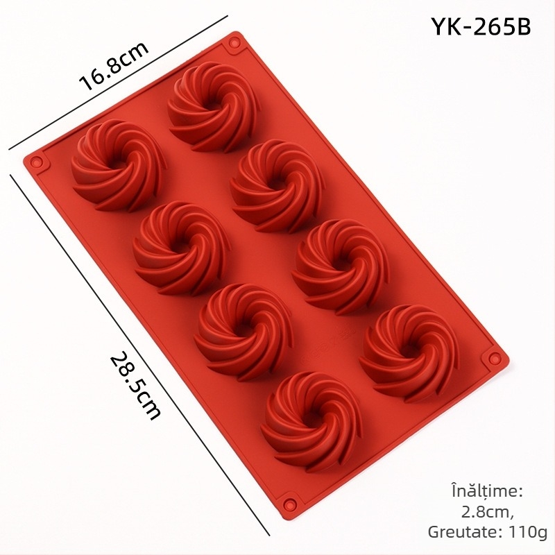 Formă din silicon cu 24 găuri, în formă spirală, pentru fursecuri, prăjituri și gogoși, decor fondant