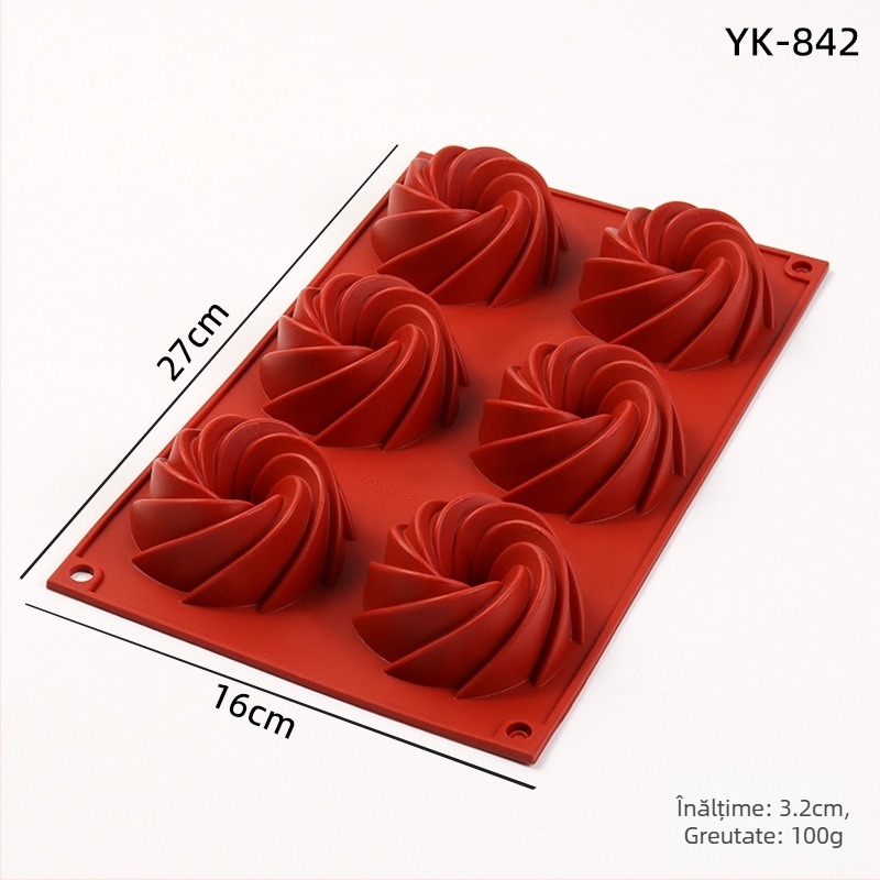 Formă din silicon cu 24 găuri, în formă spirală, pentru fursecuri, prăjituri și gogoși, decor fondant