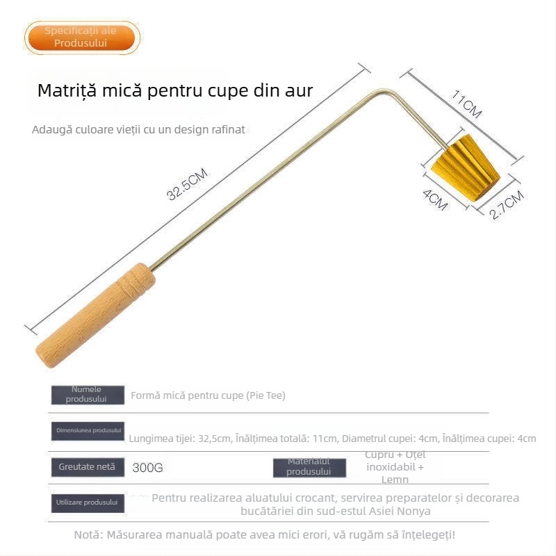 Formă pentru prăjituri din oțel inoxidabil, cu formă neregulată și mică cupă încorporată, pentru coacere de patiserie și tarte cu ou