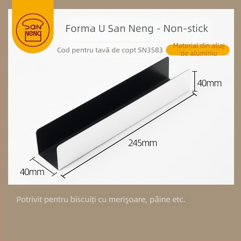 Formă de copt din aliaj de aluminiu, în formă de U, pentru chifle, baghete și biscuiți – antiaderentă