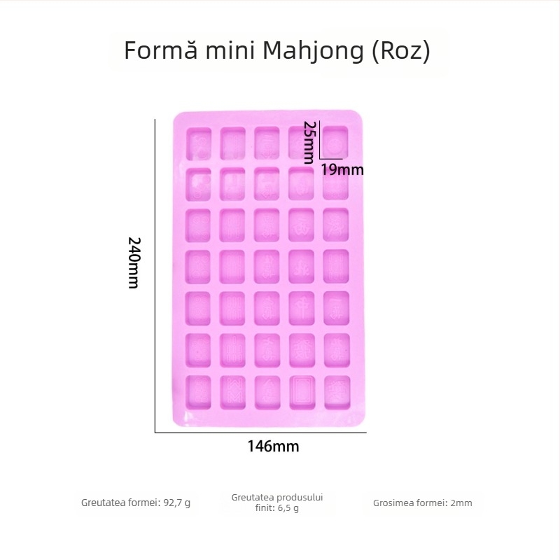 Formă din silicon pentru prăjituri – mini Mahjong nr. 25, pentru ciocolată, bomboane și cuburi de gheață, formă poligonală regulată, ambalaj OPP