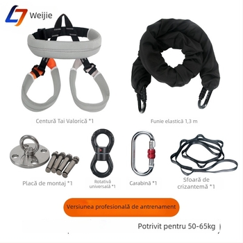 Set de yoga cu curea de susținere a taliei, disc fix, roată universală, carabinieră și frânghie elastică de siguranță