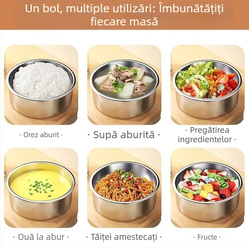Vas pentru aburi ouă din oțel inoxidabil 304, cu capac – rezistent la temperaturi înalte, pentru uz casnic