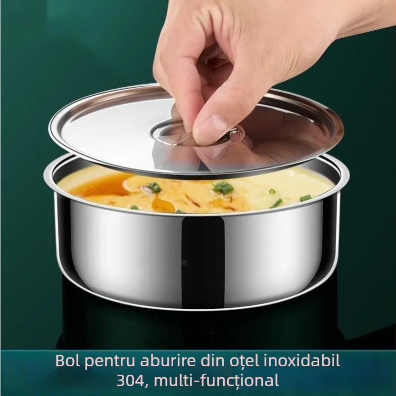 Vas pentru aburi ouă din oțel inoxidabil 304, cu capac – rezistent la temperaturi înalte, pentru uz casnic