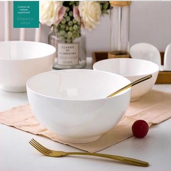 Set de boluri din porțelan osoase, peste 45% pulbere osoasă, compatibil cu microunde, stil modern minimalist, suprafață glazurată