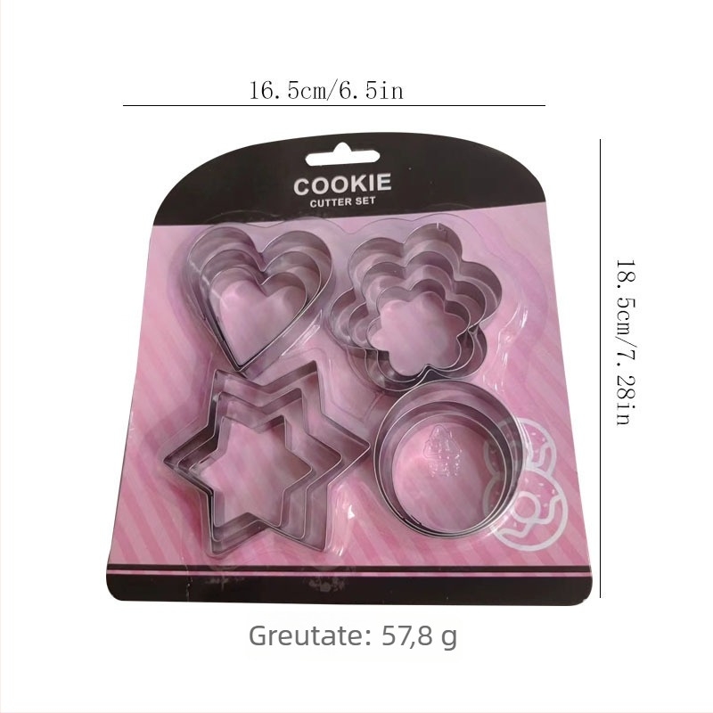 Set din oțel inoxidabil, 12 piese, forme pentru fursecuri și fondant, forme neregulate pentru copt
