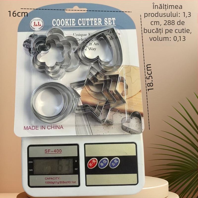 Set din oțel inoxidabil, 12 piese, forme pentru fursecuri și fondant, forme neregulate pentru copt