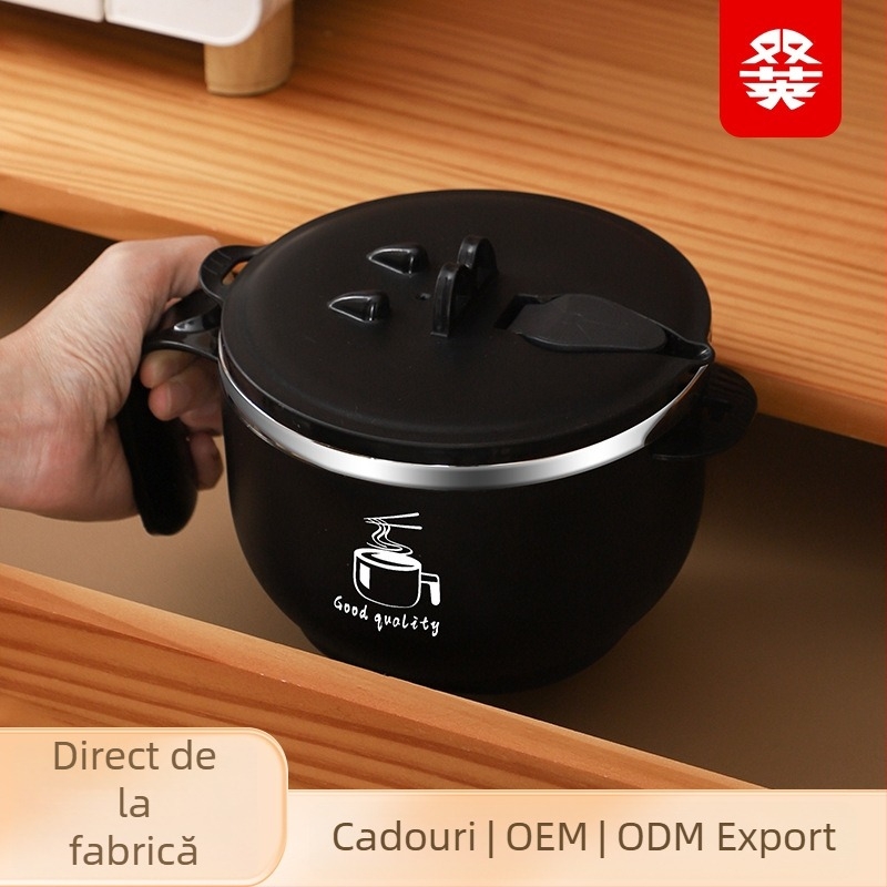 Bol pentru noodles din oțel inoxidabil 304, cu capac și scurgere, capacitate mare