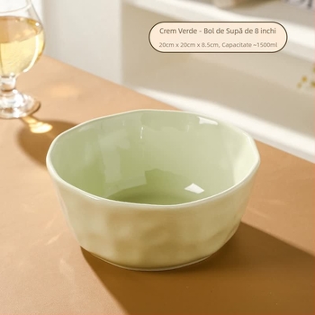 Boluri ceramice crem pentru supă, orez și tăiței, ceramică groasă, diametru 20 cm