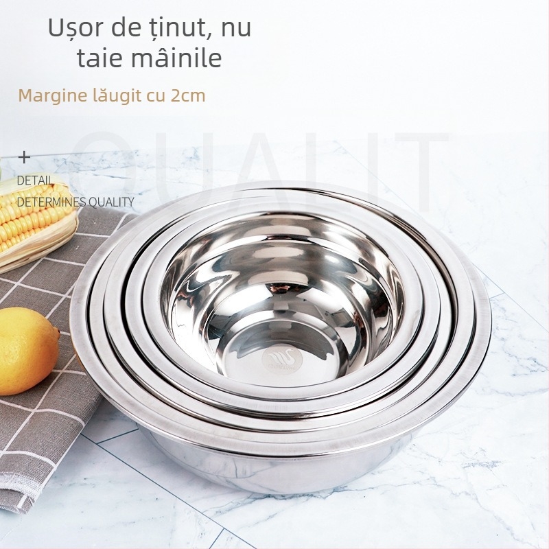 Castron de supă din oțel inoxidabil – stil modern, formă rotundă, suprafață lustruită oglindă, model multiplu