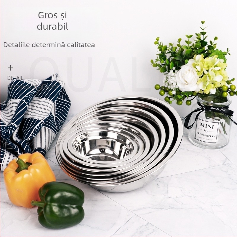 Castron de supă din oțel inoxidabil – stil modern, formă rotundă, suprafață lustruită oglindă, model multiplu