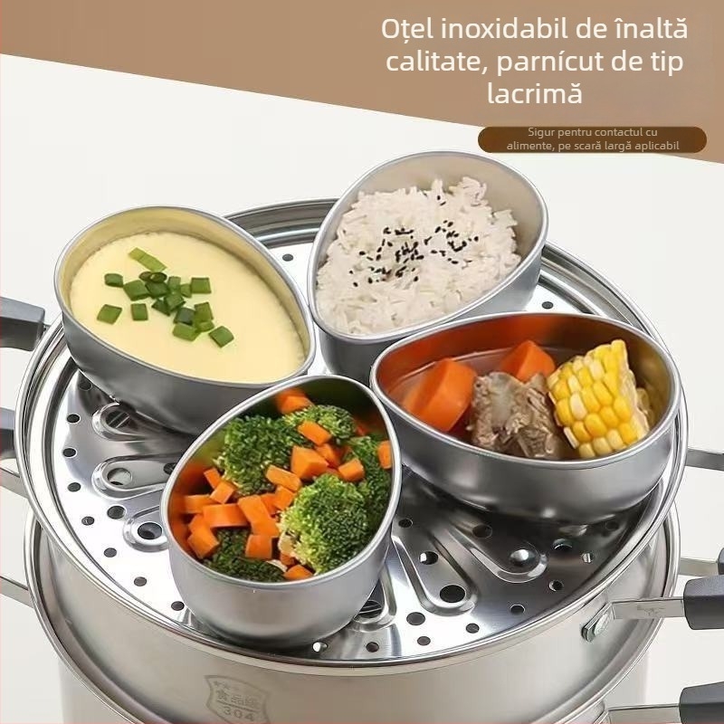 Castron de abur din oțel inoxidabil, formă de picătură cu inserție din plasă, formă neregulată, compatibil cu microunde, finisaj electroplacat