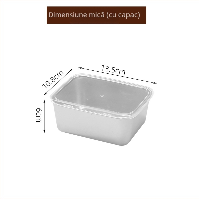 Container din oțel inoxidabil pentru păstrarea alimentelor, cu capac etanș, formă pătrată, 800–1000 ml, pentru frigider și congelator