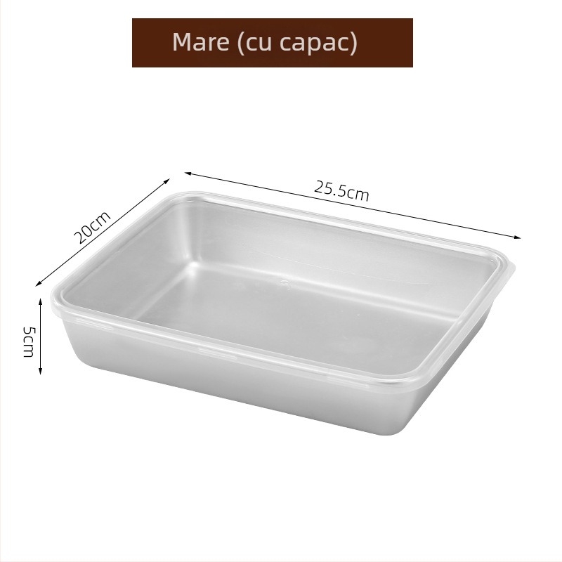 Container din oțel inoxidabil pentru păstrarea alimentelor, cu capac etanș, formă pătrată, 800–1000 ml, pentru frigider și congelator