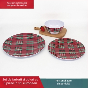 Set de vesela din melamină cu motiv dovleac, stil european și american; Material: Melamină; Model: Creativ; Personalizare: Da; Ambalare: 72 buc./cutie; Cuptor cu microunde: Nu