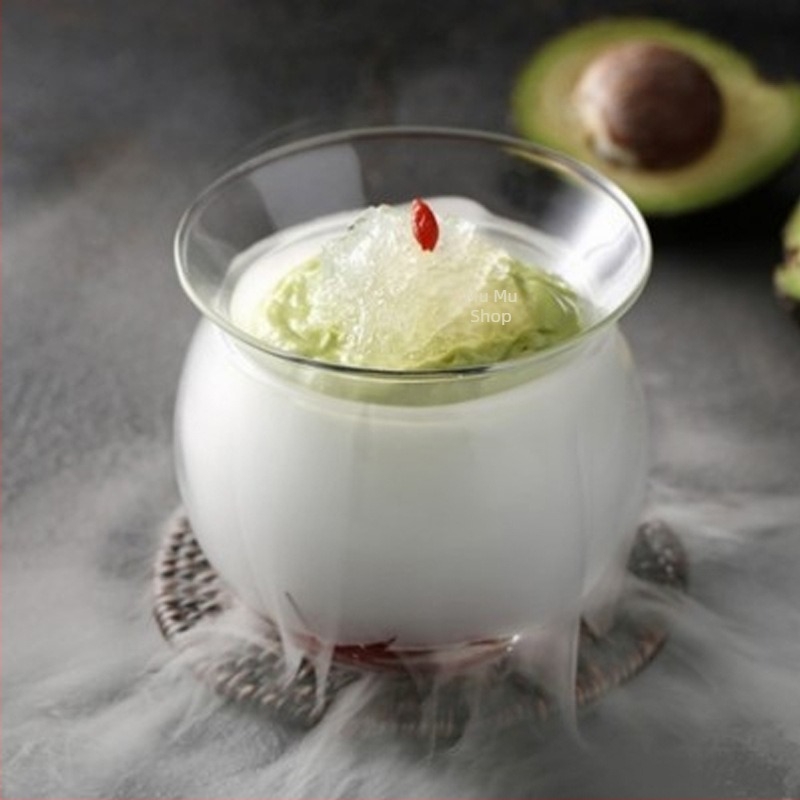 Kai bol de desert din sticlă, rezistent la căldură, finisaj electroplating, formă rotundă, compatibil cu microunde, stil modern minimalist